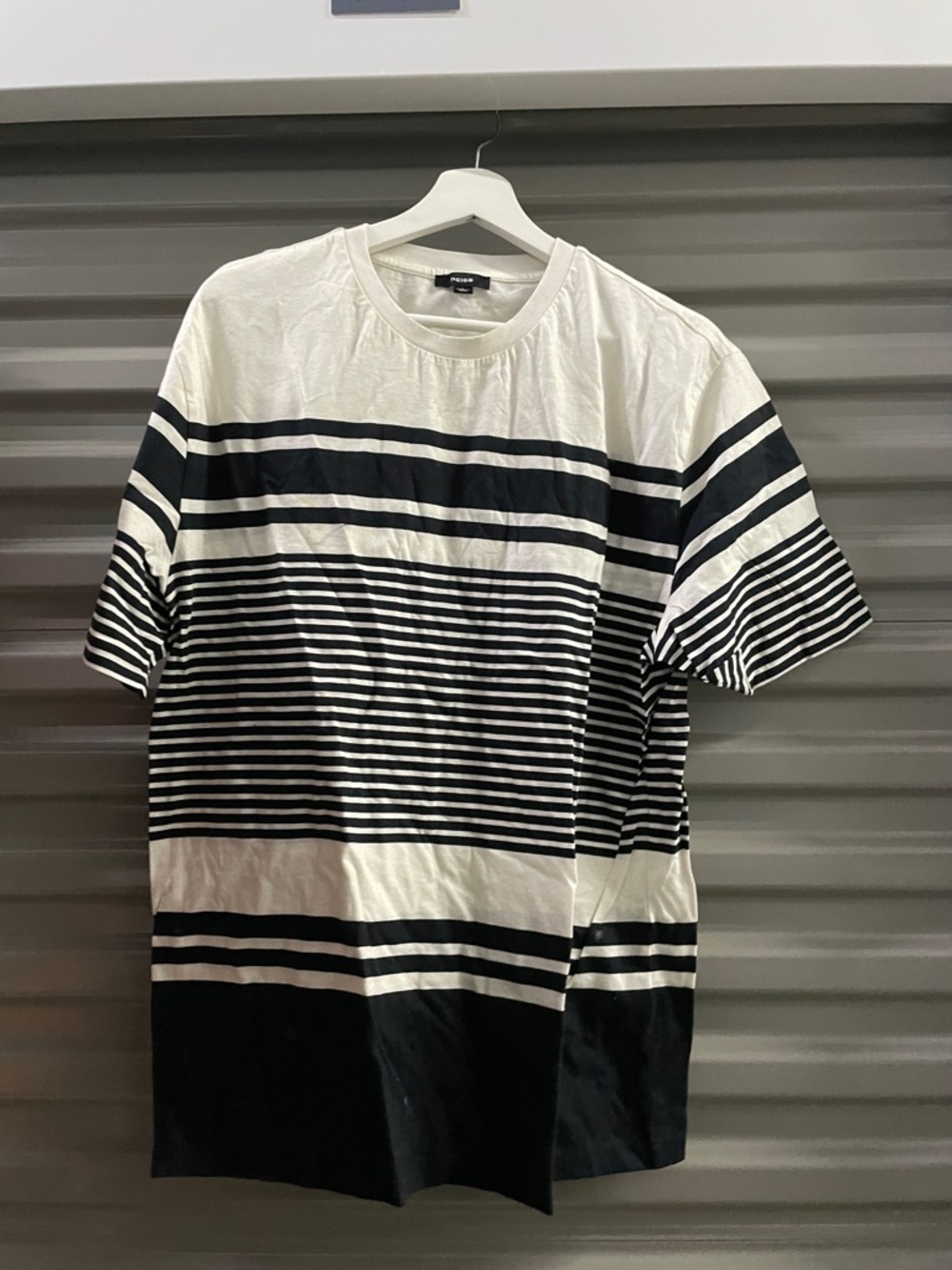 Reiss Black & White Striped Short Sleeve Crew Tee